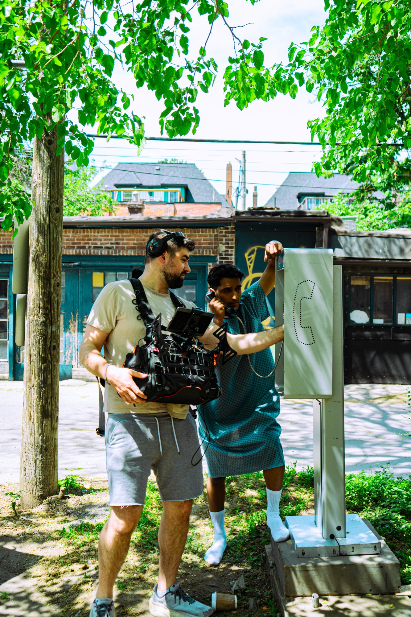 Placing a plant mic to capture every sound possible.